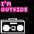 Animated contact sheet of a pixel art radio icon with pink text and white boombox graphics, showing sequential frame changes across 14 sampled frames.