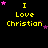 Yellow text 'I Love Christian' on black background with pink and purple stars, animated star positions across frames.