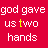 Red background with white text arranged in a , displaying phrases about body parts and God's gifts; some letters change color across frames