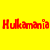 Red pixelated text reading 'Hukamania' on a solid yellow background with no additional elements.