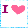 Four display 'I [heart] YOU' variations with pink hearts, purple text, and a small heart detail