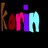 Pixelated text 'Kanin' in gradient colors on black background, with distinct letter shapes and color transitions.