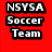 Four- with red, blue, green, and gray sections; red displays "NSYSA Soccer Team" text; blue displays "Go NSYSA!" text; green shows soccer ball with #14; gray is empty