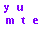 Purple pixelated text characters arranged in two on a white background, with no visible animation changes