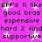 Pixelated text on a bright pink background with white starbursts, repeating phrases about BFFs, bras, and support.