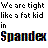 repeated 'we are tight like a fat kid in' text with 'Spandex' words changing color