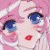 A 50x50 pixel animated buddy icon featuring a close-up of an anime-style character with pink hair and blue eyes on the left, paired with green text reading "Original Icons .com" on a dark background to the right.