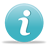 Light blue circular icon with white lowercase 'i' symbol centered on gradient background, subtle shadow beneath