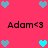 Pixelated pink background with repeated 'Adam<3' text and blue heart icons arranged in a pattern