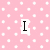 Pink polka-dot background with black text reading 'I love ice skating' in pixelated font, gray rectangle on right side.