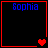 Four red-bordered display blue "Sophia" text with varying red heart symbols on black backgrounds