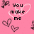 Pink background with pixelated hearts and text reading 'you make me feel all jumpy inside!!' in black block letters.