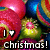 Pixelated holiday-themed icon with red and blue ornaments, green foliage, and text reading 'I ❤️ christmas!' in white block letters.