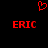 Red pixelated heart symbol above two identical red 'ERIC' text blocks on black background.
