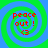 Four identical spiral-patterned icons with green and blue concentric circles, red text reading 'peace out!', and a red heart symbol, arranged in a