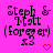 identical pixelated text icons on a bright pink background, each displaying 'Steph & Matt (forever) x3' with red heart symbols below the text