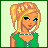A 4x3 contact sheet of a pixel art animated icon featuring a female character in green top and white pants with text elements like "TIPSY!" and partial phrases on light green background.