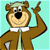 A pixelated cartoon bear mascot in a brown jacket and green cap points upward with one hand against a light blue background, next to green text reading "Original Icons .com" on a dark green background.