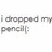 Text reads 'I dropped my pencil :(' above a group of four people in casual clothing hugging closely together.