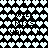 A black-and-white pixel art animation of a heart-shaped pattern with scattered heart fragments on a black background.