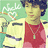 Pixelated image of a person with dark hair wearing a red shirt and necklace, standing against a light green background with white text.