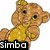 Pixelated cartoon lion cub with brown fur and yellow underbelly, smiling with pink mouth, positioned in three views showing different angles against white background.