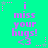 A static image with a bright cyan background displaying repeated purple text "i miss your hugs!" and heart symbols, surrounded by pink star decorations.