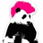 Pixelated panda with pink hair and black-and-white body on white background, next to bright pink text reading 'My #1 Fave Is:' and 'Flying Sheep!'