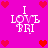Pixelated pink background with red heart icons and white text reading "I LOVE PRI" arranged in a pattern
