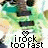 Animated icon features a character with brown hair and black clothing against a green-and-yellow gradient background, displaying text variations 'I rock too fast' and 'for love'.