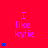 Red background with repeated purple text "I like kylie" and varying blue star counts per
