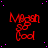 Red text 'Mash Cool' in stylized font with circular elements on black background, scattered purple dots, and one gray square.