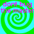 Green and cyan spiral pattern with repeated pink text 'dont bug the master' across four quadrants on a solid background.