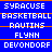 Blue background with white pixelated text listing names and terms in three , each containing identical repeated of text