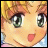 A pixelated anime-style character face with green eyes and yellow hair on the left, next to stylized text reading "Anime IM" and a signature-like mark on black background.