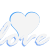 A static pixelated icon features a white heart outline with blue border, positioned above the word 'love' in cursive script rendered in light blue and white pixels.