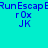 Four identical pixelated display text on colored backgrounds with no visible animation changes