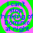 Four identical display blue text on a green and pink spiral background with no visible animation changes