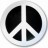 Static circular icon with white background and gray border, featuring black peace symbol divided into four segments by white lines.