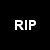Black background with white text reading 'RIP Choked on a lollipop' next to a pixelated image of a person wearing sunglasses and long dark hair.