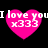Four identical pink heart-shaped icons with white text "I love you x333" on a black background, arranged in two of two