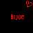 Red pixelated heart above two identical red text labels on black background, all static.
