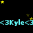 <3Kyle<3 repeated three times horizontally across black background with yellow and brown stars scattered throughout.