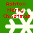 Green background with four white snowflakes and red text reading "Ashton Merry Christmas" in pixelated font.