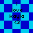 Blue and cyan pixelated background with repeating text 'i love kayla <3' in black font across four identical sections.