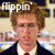 identical pixelated images showing a person in a dark suit with a white shirt and red tie, each labeled 'flippin' above the head