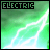 Two side-by-side animated frames of a pixelated green lightning bolt icon with the word ELECTRIC in blocky text above it, showing subtle frame-to-frame differences in brightness and contrast.