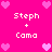 A static pixel art image with a bright pink background, displaying four identical text blocks and heart symbols arranged in a