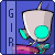 nine identical pixel-art icons featuring a light gray robot with cyan circular eyes and green accents, set against a blue background with vertical "GIR" text