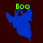 A blue ghost icon with green 'Boo' text above it, shown in three states: full color, faded, and partially obscured by a gray rectangle.